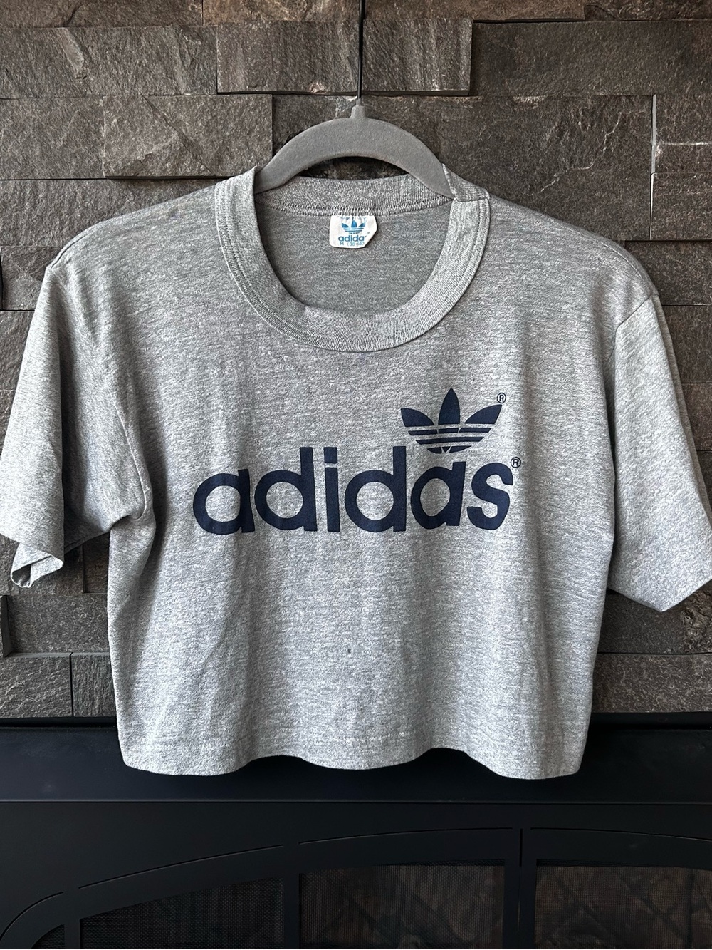Adidas Trefoil Heather Grey Cropped Tee